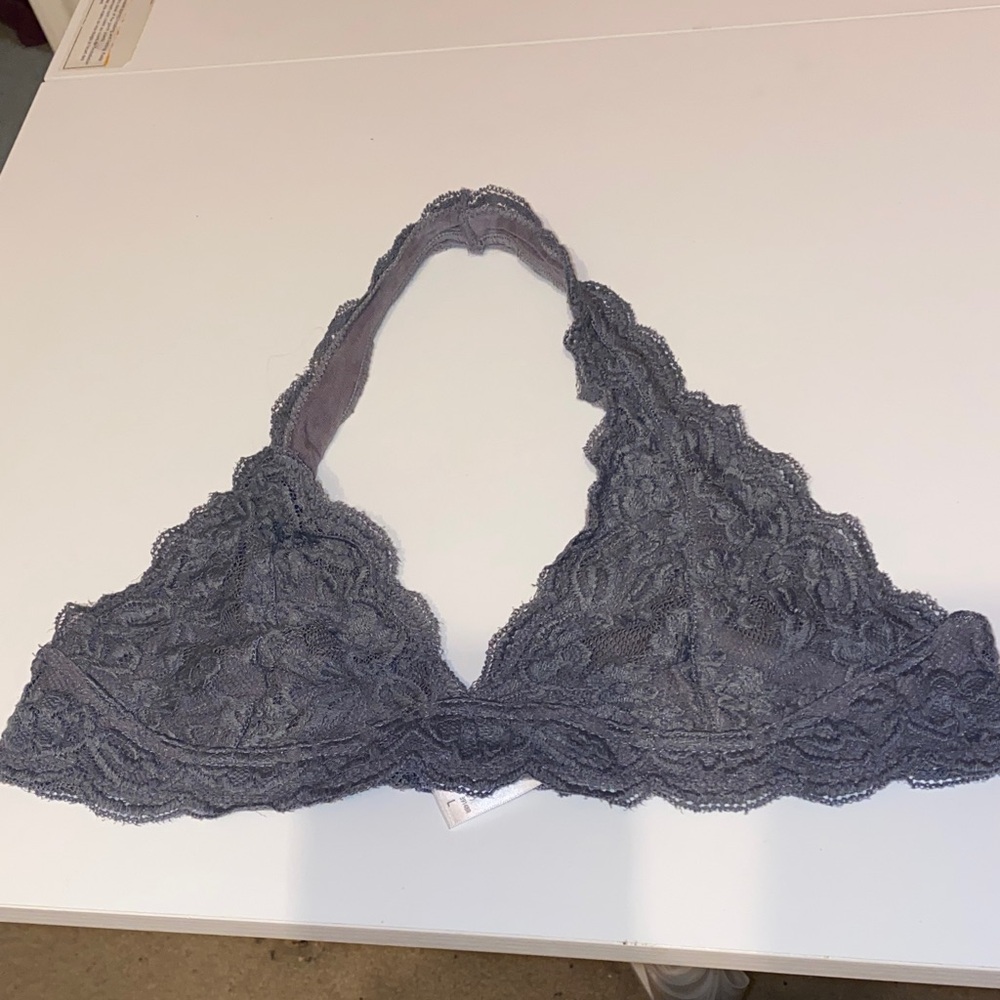 Charcoal Lace Trim Bralette